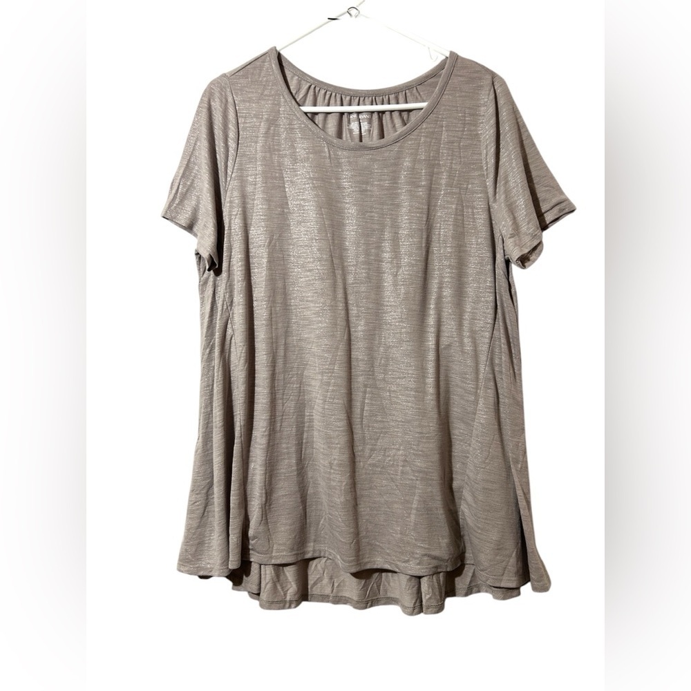 Lane Bryant Gray Asymmetrical Short Sleeve T-Shirt
